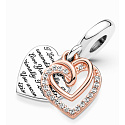 Sterling Silver 925 Rose Unconditional Love - intertwined heart, 2in1 love bracelet pendant