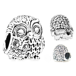 Sterling silver 925 Charming owl and owl, bead for bracelet animal