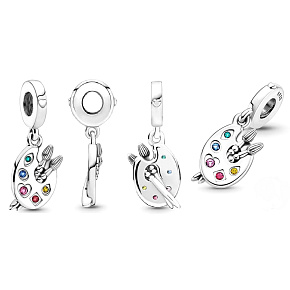 Charm Sterling Silver 925 Painting Palette, Pendant Bracelet Interests Charm Sterling Silver 925 Painting Palette, Pendant Bracelet Interests