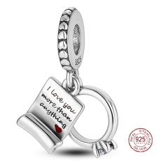 Charm Sterling silver 925 Engagement ring and wedding vows, I love you more than anything 2in1, love bracelet pendant Charm Sterling silver 925 Engagement ring and wedding vows, I love you more than anything 2in1, love bracelet pendant