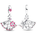Charm Sterling Silver 925 King of Glory Fan Xiao Qiao Peach Blossom Fan, Pendant Bracelet Symbol