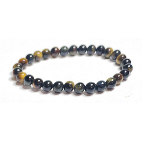 Tiger eye multi color dark bracelet elastic natural stone, ball 6 mm / 16-17 cm, stone of the sun and earth, brings luck and wealth