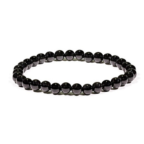 Tourmaline / Skoryl bracelet elastic natural stone, ball 6 mm / 16 - 17 cm, guardian of good mood