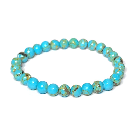 Tyrkenite blue bracelet elastic natural stone, bead 6 mm / 16-17 cm, stone of young people, looking for a life goal