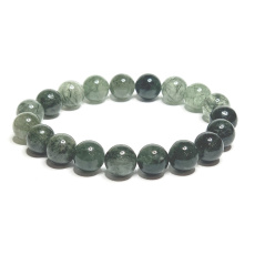 Crystal with actinolite bracelet elastic natural stone, bead 10 mm / 16 - 17 cm, stone stones
