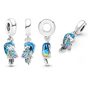 Sterling silver 925 Jungle Parrot, animal bracelet pendant