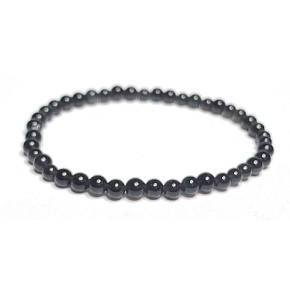 Obsidian bracelet elastic natural stone, ball 4 mm / 16-17 cm, rescue stone