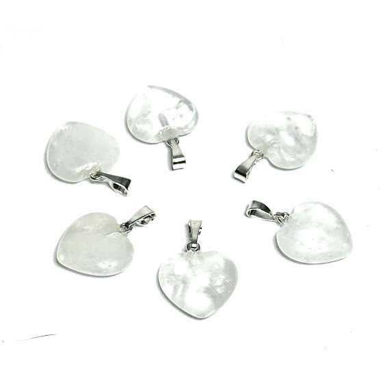 Crystal Heart pendant natural stone 15 mm, stone of stones