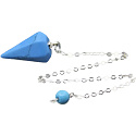 Tyrkenite blue pendulum 2,5 cm + 18 cm chain with bead, stone of young people, looking for a life goal