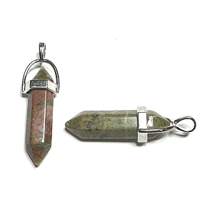 Unakite pendulum hexagon pendant natural stone 41 x 13 mm, stone of personal growth and vision Unakite pendulum hexagon pendant natural stone 41 x 13 mm, stone of personal growth and vision