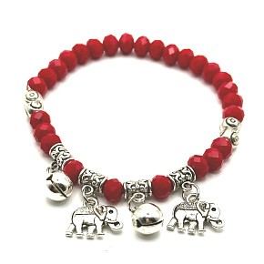 Elephant bracelet lucky elastic, glass bead 4 mm / 16 cm