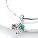Charm Sterling silver 925 Peru - Lama, cactus, sun 3in1, travel bracelet pendant
