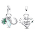 Charm Sterling silver 925 Sister four-leaf clover for luck, heart and horseshoe 3in1, pendant on bracelet family