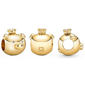 Charm Sterling silver 925 Pig is the twelfth animal in the 12-year cycle of the Chinese zodiac sign, bead for bracelet