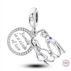 Charm Sterling Silver 925 Family is a Circle of Love, Family Bracelet Pendant