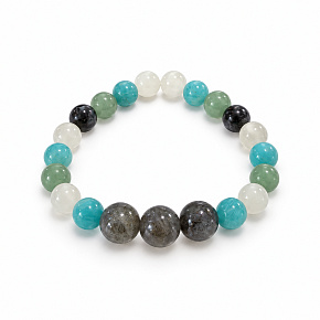 Bracelet with a story – New Beginning, natural minerals, 8 mm bead / wrist 14–15 cm
