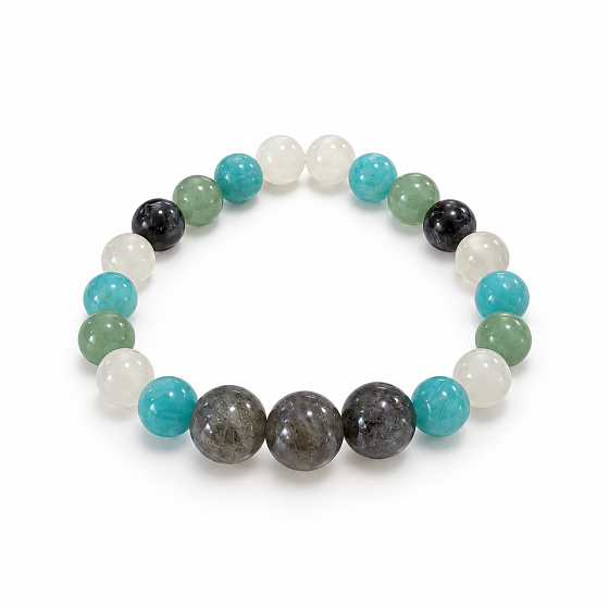 Bracelet with a story – New Beginning, natural minerals, 8 mm bead / wrist 14–15 cm