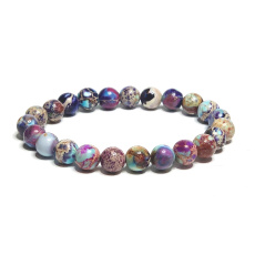 Jasper / Regalite Imperial sea sediment turquoise purple bracelet elastic mixed mineral, ball 8 mm / 16 - 17 cm