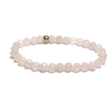 Rose facet bracelet elastic natural stone, ball 6 mm / 16 - 17 cm, love stone Rose facet bracelet elastic natural stone, ball 6 mm / 16 - 17 cm, love stone