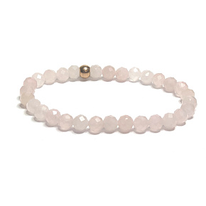 Rose facet bracelet elastic natural stone, ball 6 mm / 16 - 17 cm, love stone