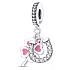 Charm Sterling Silver 925 Four-Leaf Clover for Luck, Horseshoe, Heart, 3-in-1 Pendant for Luck Bracelet
