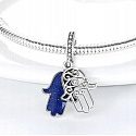 Charm Sterling silver 925 Hand of Fatima, Hamsa 2in1, pendant on bracelet symbol