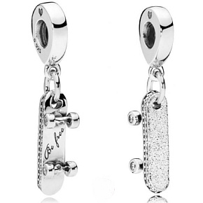 Charm Sterling silver 925 Skateboard, pendant on bracelet sport