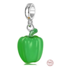 Charm Sterling silver 925 Paprika green, food pendant bracelet