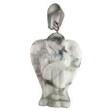 Magnesite / Howlite white Angel guardian pendant natural stone 1,7 cm 1 piece, cleansing stone Magnesite / Howlite white Angel guardian pendant natural stone 1,7 cm 1 piece, cleansing stone