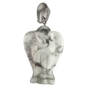 Magnesite / Howlite white Angel guardian pendant natural stone 1,7 cm 1 piece, cleansing stone