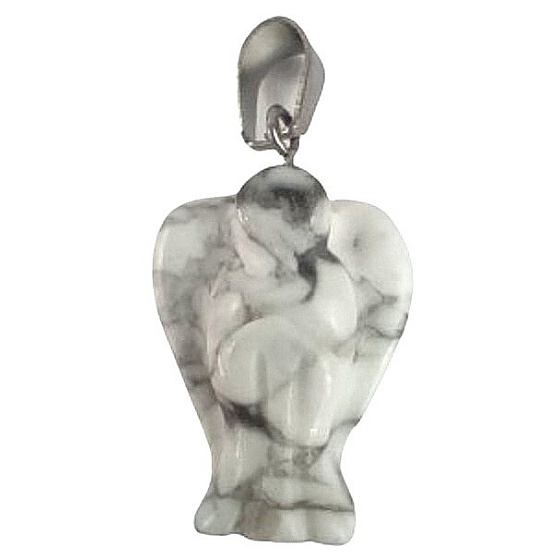 Magnesite / Howlite white Angel guardian pendant natural stone 1,7 cm 1 piece, cleansing stone