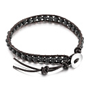 Lava black, leather bracelet natural stone, handmade, clasp, ball 4 mm / 17 - 23 cm, born of the four elements