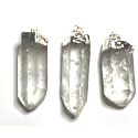 Crystal spike in metal pendant natural stone 3,5 - 4,5 cm 1 piece, stone stones