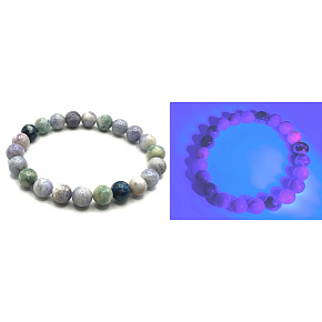 Hackmanit bracelet elastic natural stone, bead 8 mm / 16 - 17 cm, AAA quality, stone inner transformation