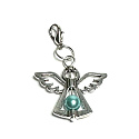 Guardian angel pendant with light blue seed bead 29 x 37 mm 1 piece