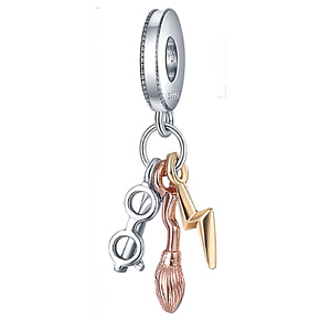 Sterling silver 925 Harry Potter - Glasses, Nimbus 2000 and lightning, 3in1 pendant bracelet Sterling silver 925 Harry Potter - Glasses, Nimbus 2000 and lightning, 3in1 pendant bracelet
