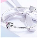 Charm Sterling silver 925 Poetic flowers heart bead on bracelet love