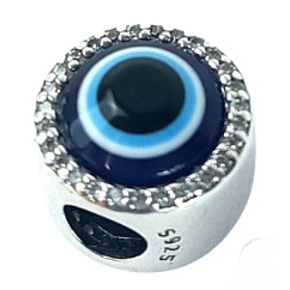 Charm Sterling silver 925 Greek blue eye, protective amulet, bead on bracelet symbol