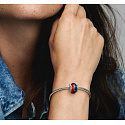 Charm Sterling silver 925 Game of Thrones Ice and Fire Dragon, double Murano glass bead on bracelet, film