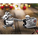 Charm Sterling silver 925 Santa and Rudolph on a sleigh, bead on a bracelet Christmas