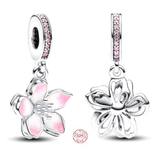 Charm Sterling silver 925 Cherry blossom, nature bracelet pendant Charm Sterling silver 925 Cherry blossom, nature bracelet pendant