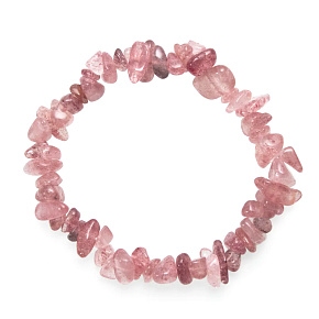 Rose Quartz / Strawberry Quartz Elastic Bracelet with Natural Chipped Stones 19 cm, the Ultimate Healer