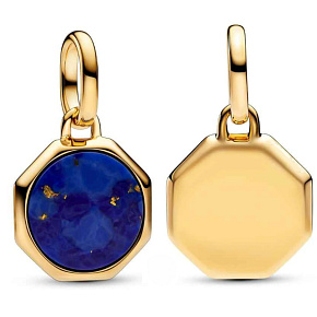 Charm Sterling Silver 925 Mini Locket Blue Imitation Lapis Lazuli, Bracelet Pendant Symbol