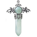 Chalcedony cross made of alloy and natural stone 5.3 x 3.7 x 12 mm, stone of love and joy