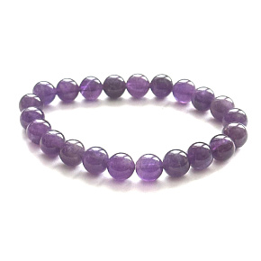 Amethyst bracelet elastic natural stone, bead 9 - 10 mm / 16 - 17 cm, AA quality, stone of kings and bishops