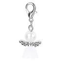 Guardian angel pendant with white skirt and pearl 14 x 19 mm 1 piece