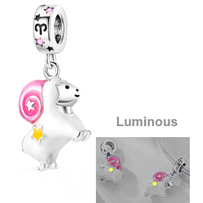 Sterling Silver 925 Luminous - Zodiac Sign Aries, Bracelet Pendant