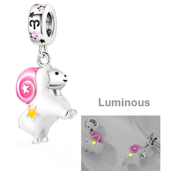 Sterling Silver 925 Luminous - Zodiac Sign Aries, Bracelet Pendant