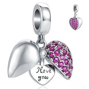 Sterling Silver 925 Heart Openable I Love You Pendant Bracelet Love