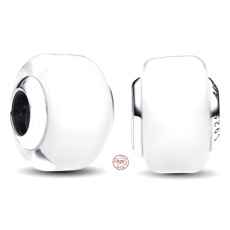 Charm Sterling silver 925 White Murano glass bead on bracelet symbol